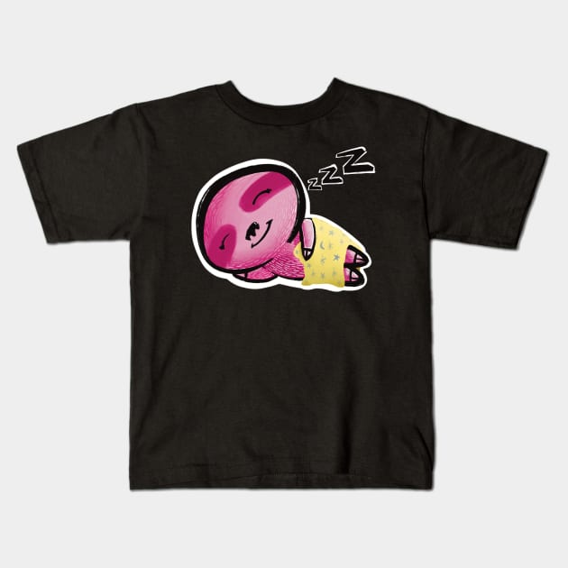 Sleeping Pink Girl Sloth Kids T-Shirt by SubtleSplit